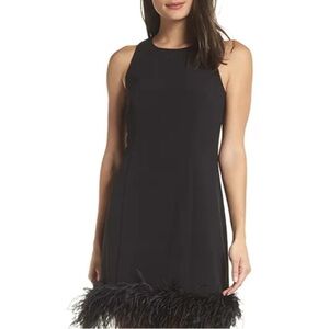NEW | Ted Baker | Black & White Ostrich Feather Cocktail Trimmed Dress